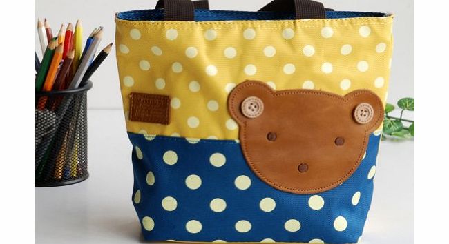 Blancho [Bear-Yellow] Blancho Applique Kids Fabric Art Mini Shopper Bag/Tote Bag-Small Size (9.4*2.7*7.8)